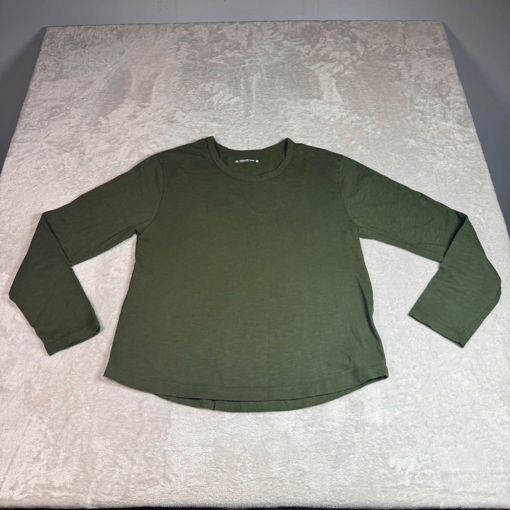NWOT American Giant Womens Premium Slub Long Sleeve Crewneckβ T-Shirt M Green